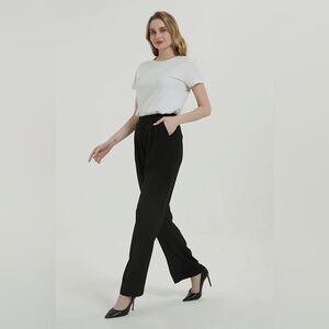 Black Women's Relaxed High-Waist Pants